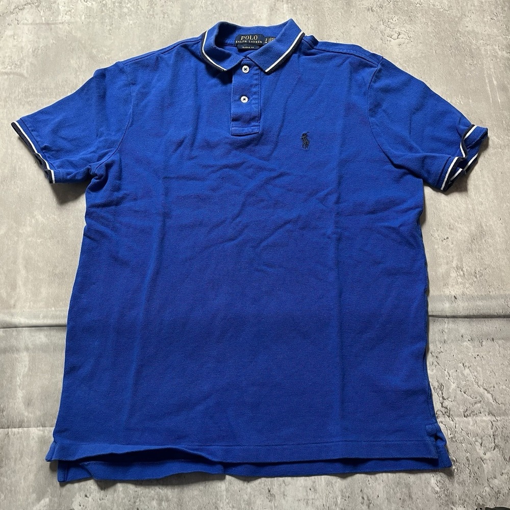 Mens Ralph Lauren Polo short sleeve shirt Blue w/ collar size S EUC Classic Fit